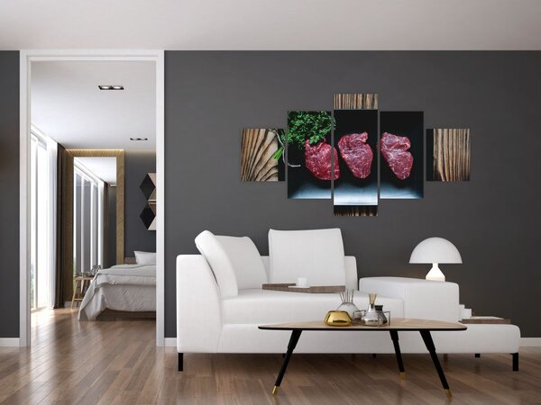 Obraz mięsa na talerzu (125x70 cm)