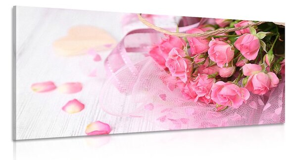 Obraz romantyczny różowy bukiet róż