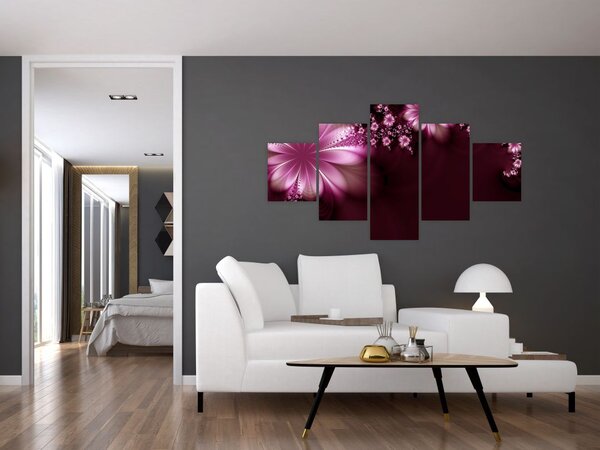 Obraz abstrakcji - kwiaty (125x70 cm)