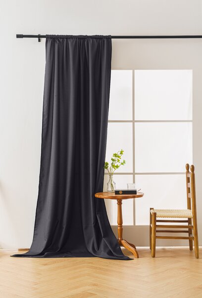 Zasłona OXFORD LIGHT 140x250 cm, ciemnoszara Zawieszanie: Taśma z wiązaniami
