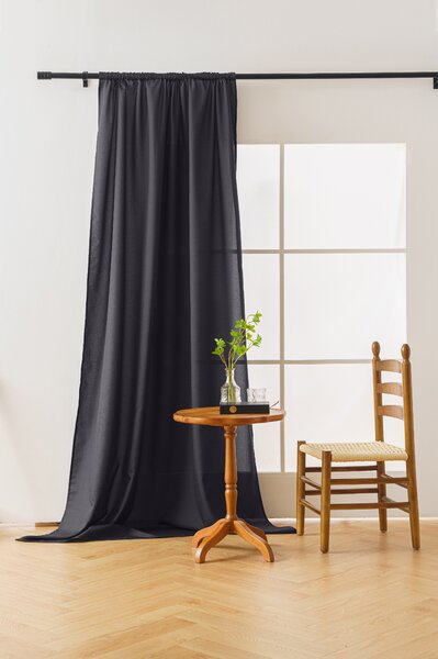 Zasłona OXFORD LIGHT 140x250 cm, ciemnoszara Zawieszanie: Taśma z wiązaniami