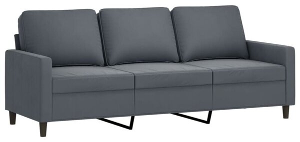 Sofa 3-osobowa, ciemnoszara, 180 cm, obita aksamitem