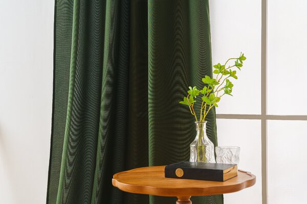 Zasłona OXFORD LIGHT 140x250 cm, ciemnozielony Zawieszanie: Taśma z wiązaniami