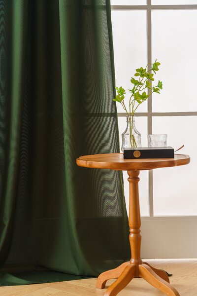 Zasłona OXFORD LIGHT 140x250 cm, ciemnozielony Zawieszanie: Taśma z wiązaniami