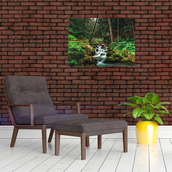 Obraz strumienia w lesie (70x50 cm)