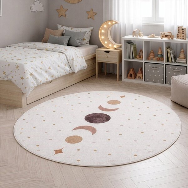 Kremowy dywan dziecięcy odpowiedni do prania ø120 cm Coco 1136 – Ayyildiz Carpets