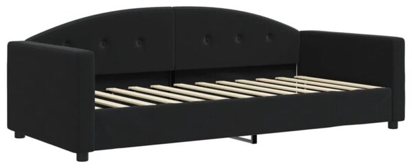 Sofa z funkcją spania, czarna, 90x200 cm, obita aksamitem