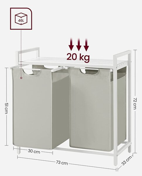 Beżowy dwukomorowy kosz na bieliznę z półką SPECA