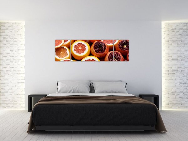 Obraz pomarańczy i granatów (170x50 cm)
