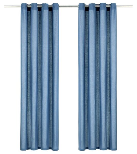 Zasłony, metalowe kółka, 2 szt., bawełna, 140x175 cm niebieskie