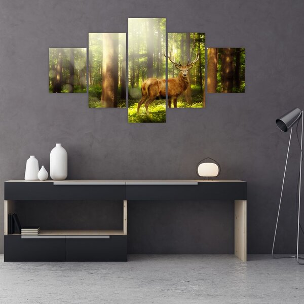 Obraz jelenia w lesie (125x70 cm)