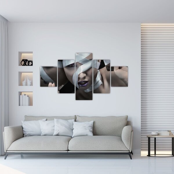 Obraz kobiety ze wstążką (125x70 cm)