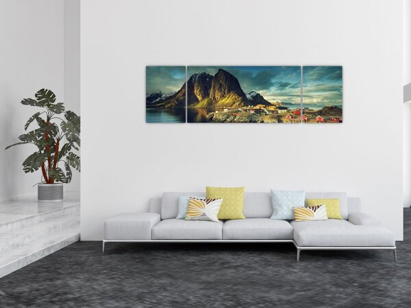 Obraz wioski rybackiej w Norwegii (170x50 cm)