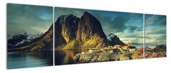 Obraz wioski rybackiej w Norwegii (170x50 cm)