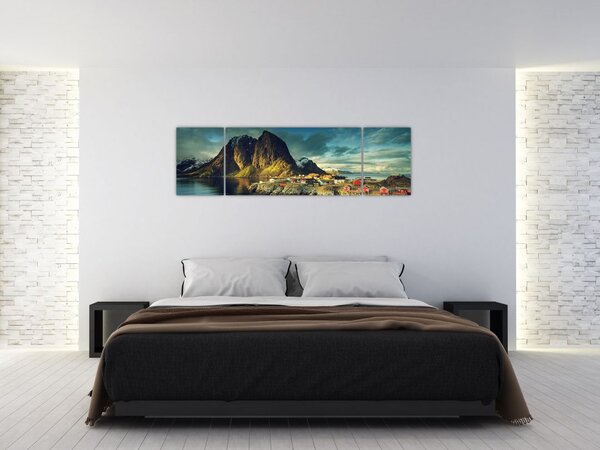 Obraz wioski rybackiej w Norwegii (170x50 cm)