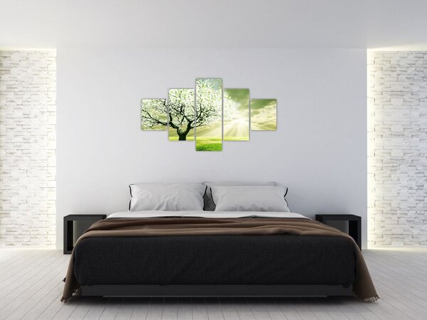Obraz drzewa na łące (125x70 cm)