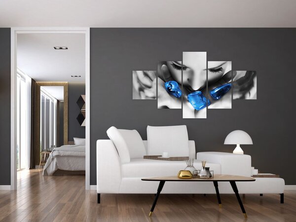 Obraz portretu kobiety z kamieniami (125x70 cm)