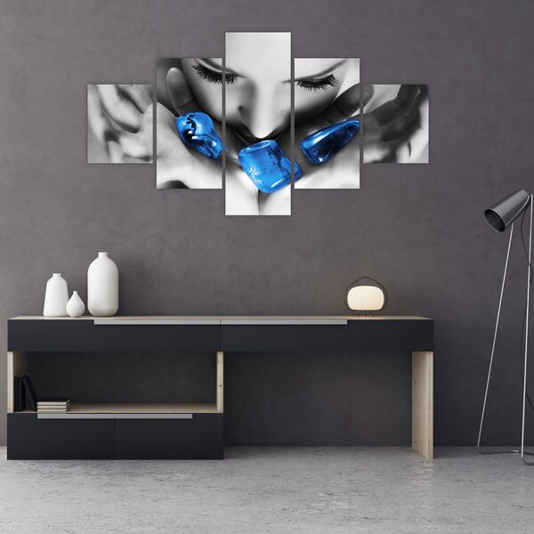 Obraz portretu kobiety z kamieniami (125x70 cm)