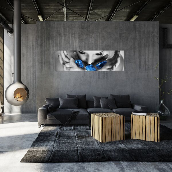 Obraz portretu kobiety z kamieniami (170x50 cm)