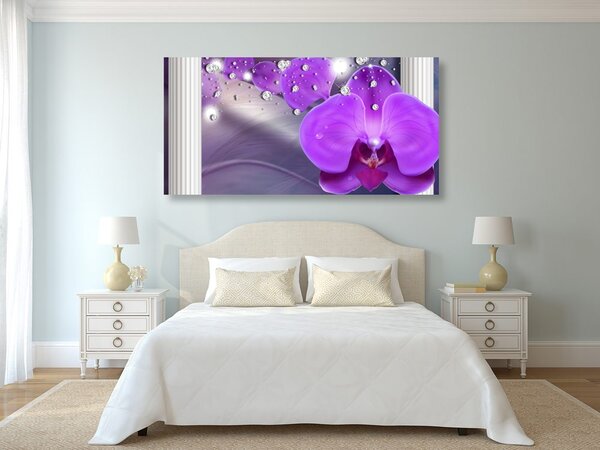Obraz orchidea przy greckich kolumnach