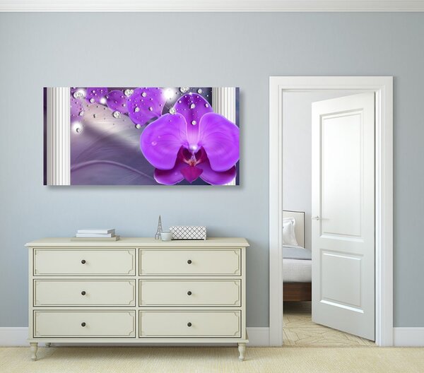 Obraz orchidea przy greckich kolumnach