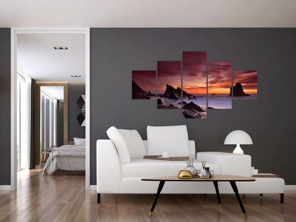 Obraz zachodu słońca na wybrzeżu (125x70 cm)