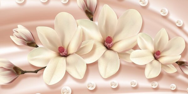 Obraz luksusowa magnolia z perłami