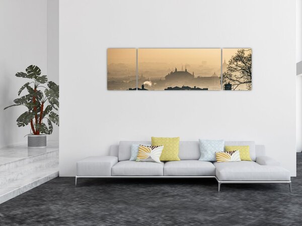 Obraz - Miasto pod mgłą (170x50 cm)