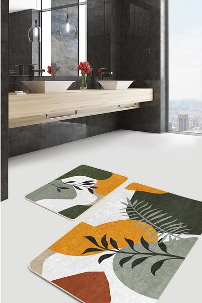 Zielone aksamitne dywaniki łazienkowe zestaw 2 szt. 60x100 cm Illustrated Autumn – Mila Home