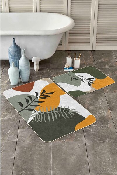 Zielone aksamitne dywaniki łazienkowe zestaw 2 szt. 60x100 cm Illustrated Autumn – Mila Home