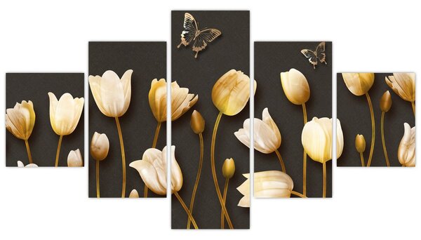 Obraz - Tulipany - abstrakcja (125x70 cm)