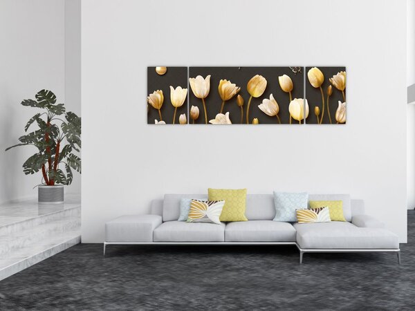 Obraz - Tulipany - abstrakcja (170x50 cm)
