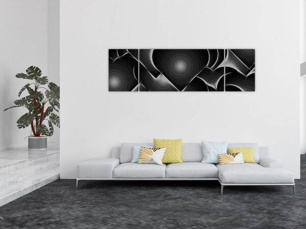 Obraz czarno - białych serc (170x50 cm)