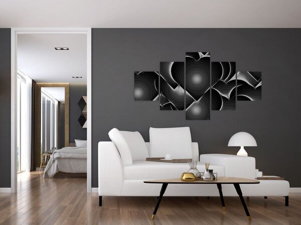 Obraz czarno - białych serc (125x70 cm)