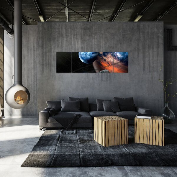 Obraz planety w kosmosie (170x50 cm)