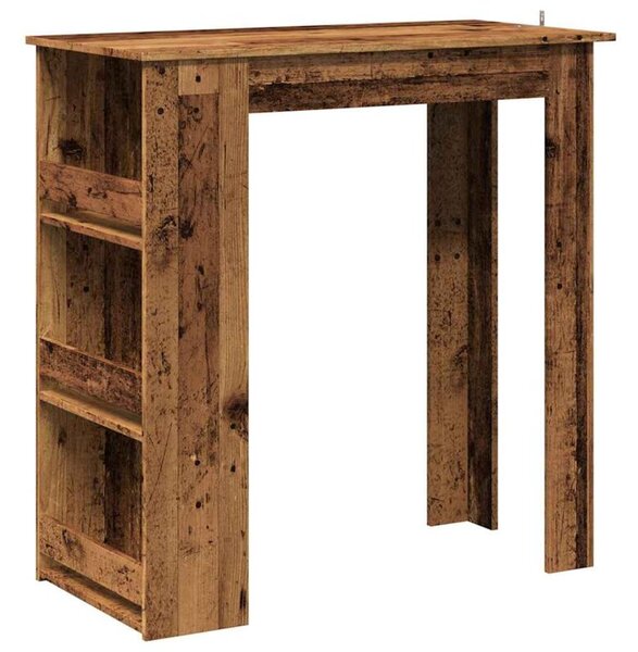 Stolik barowy ze schowkiem, stare drewno, 102x50x103,5 cm