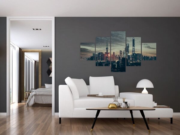 Obraz miasta o zmierzchu (125x70 cm)