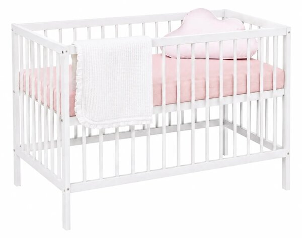 Białe skandynawskie łóżeczko z materacem 60x120 M7-W69