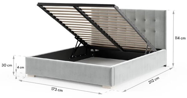 Jasnobrązowe nowoczesne łóżko welurowe z pojemnikiem 160x200 | 26 kolorów C4-T49