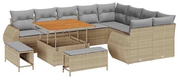 Modułowy zestaw sof ogrodowych z poli rattanu - beżowy i jasnoszary