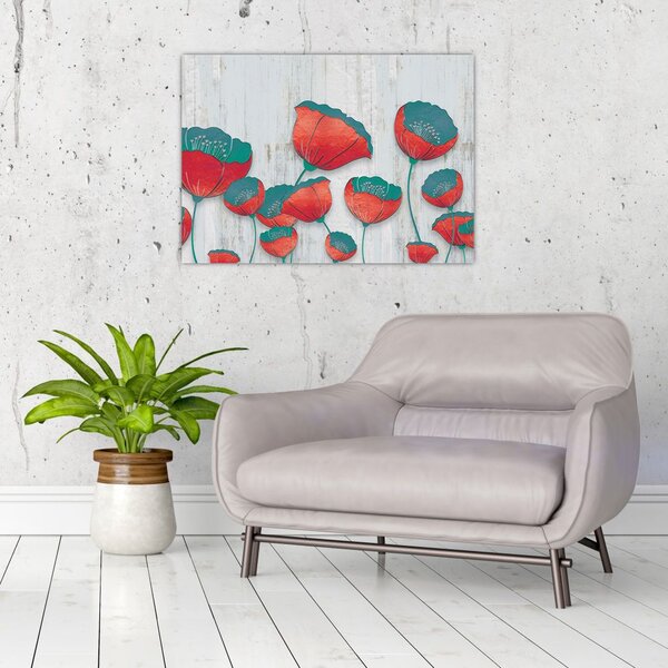 Obraz - Maki - nafta (70x50 cm)