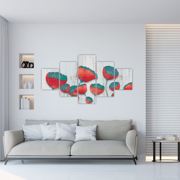 Obraz - Maki - nafta (125x70 cm)