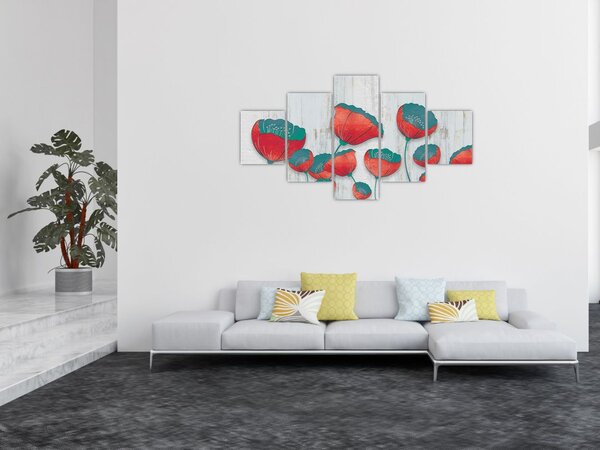 Obraz - Maki - nafta (125x70 cm)