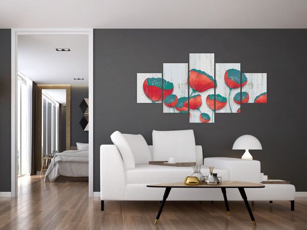 Obraz - Maki - nafta (125x70 cm)