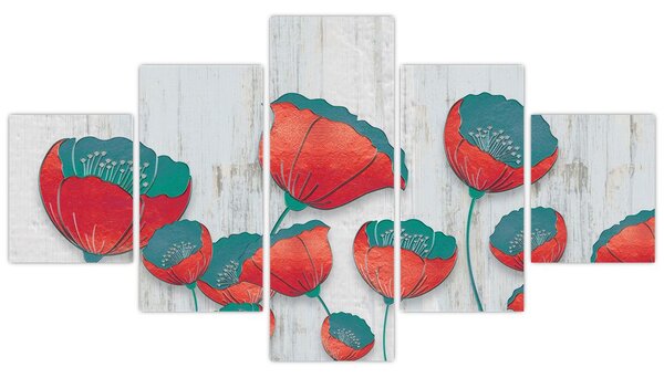 Obraz - Maki - nafta (125x70 cm)
