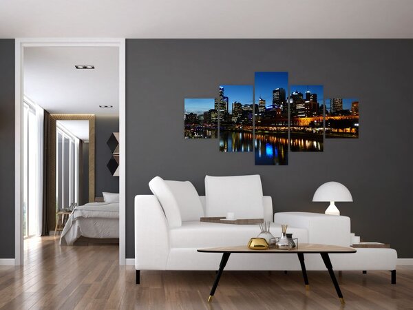 Obraz nocy w Melbourne (125x70 cm)