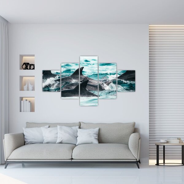 Obraz - Delfiny w oceanie (125x70 cm)