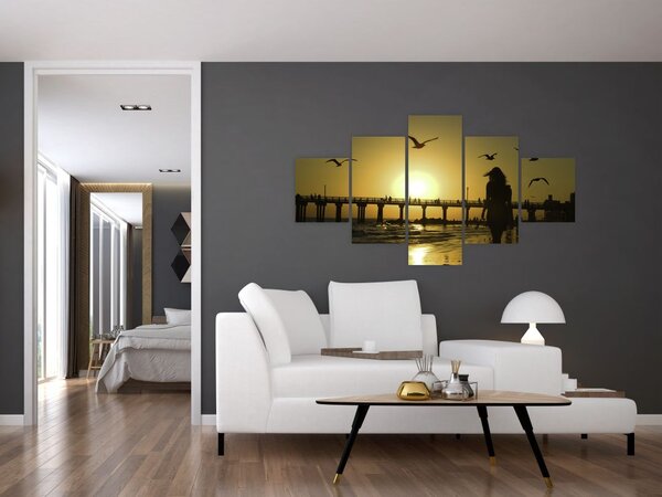 Obraz - Spacer po plaży (125x70 cm)