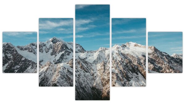 Obraz ośnieżonych szczytów, Fiordland (125x70 cm)