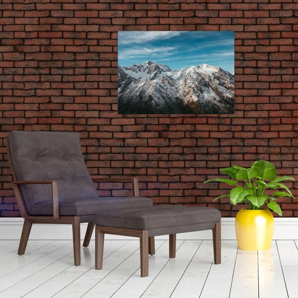 Obraz ośnieżonych szczytów, Fiordland (70x50 cm)
